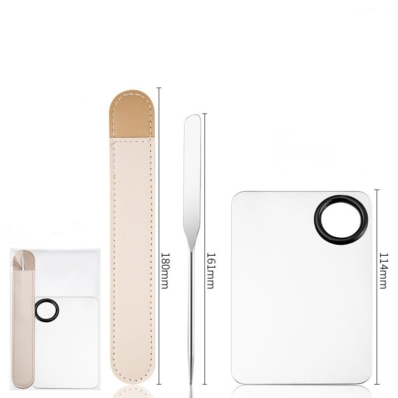 Stainless steel make-up spatula and tray set Make-up spatula Foundation stick Special make-up tray Nail art tray Nail art tools, Silver
