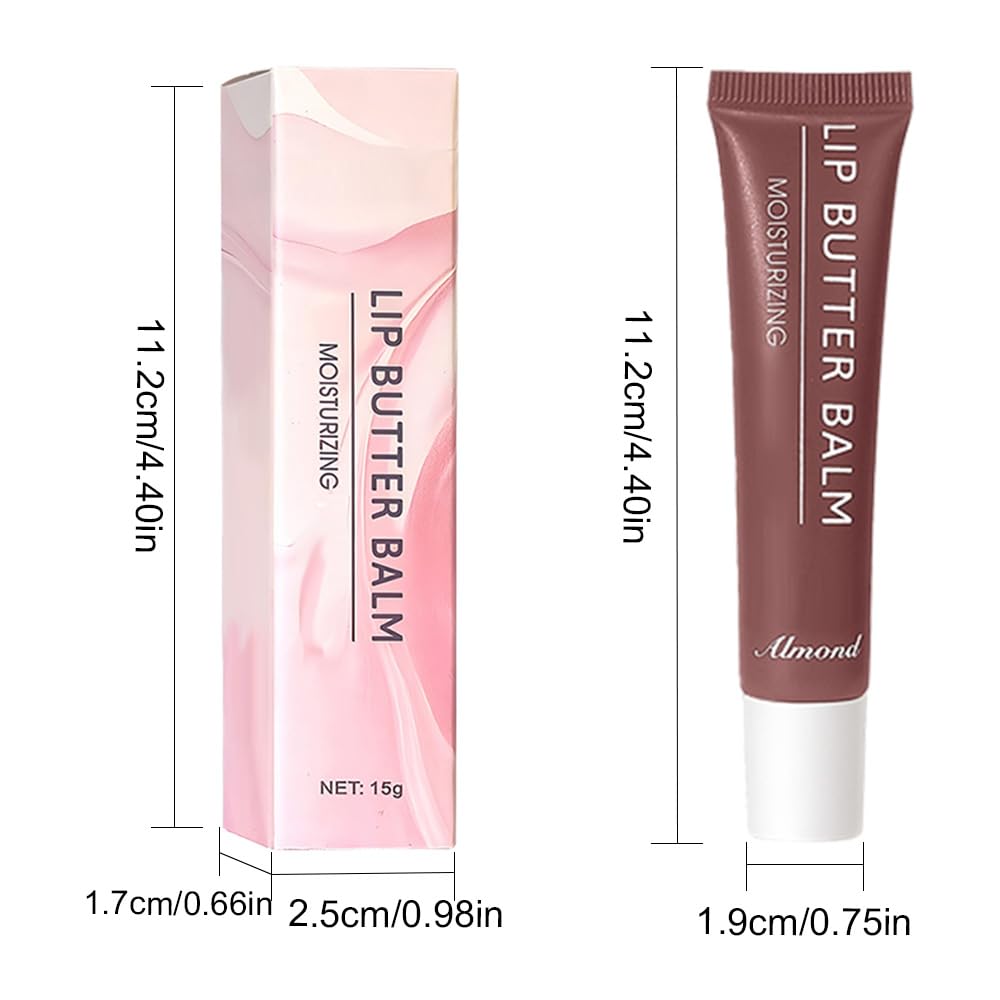 Summer Hydrating Lip Butter Balms Lip Gloss,Natural Vegan Lip Balm Tinted for Instant Moisture,Shine,Hydration Brown-Tinted,Soothes & Softens Dry Lips,Bálsamo labial hidratante 03#Almond (0.5 Fl Oz)