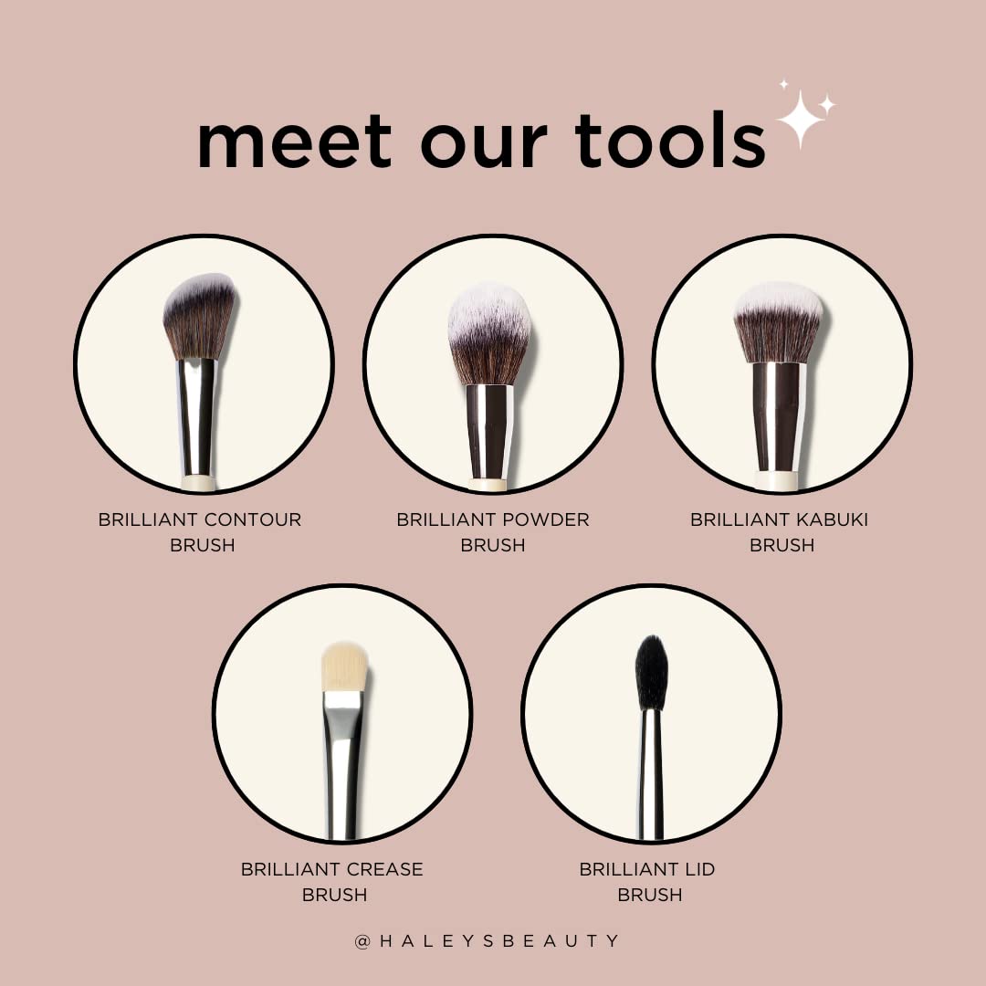 HALEYS Powder Brush VEGAN+CRUELTY-FREE, Soft, Streak-free, Perfect Blending, Buff, Blurs, Smooths, Control, Precision, Complexion tools, For powder, setting powder, blush, Sustainable Wood Handle