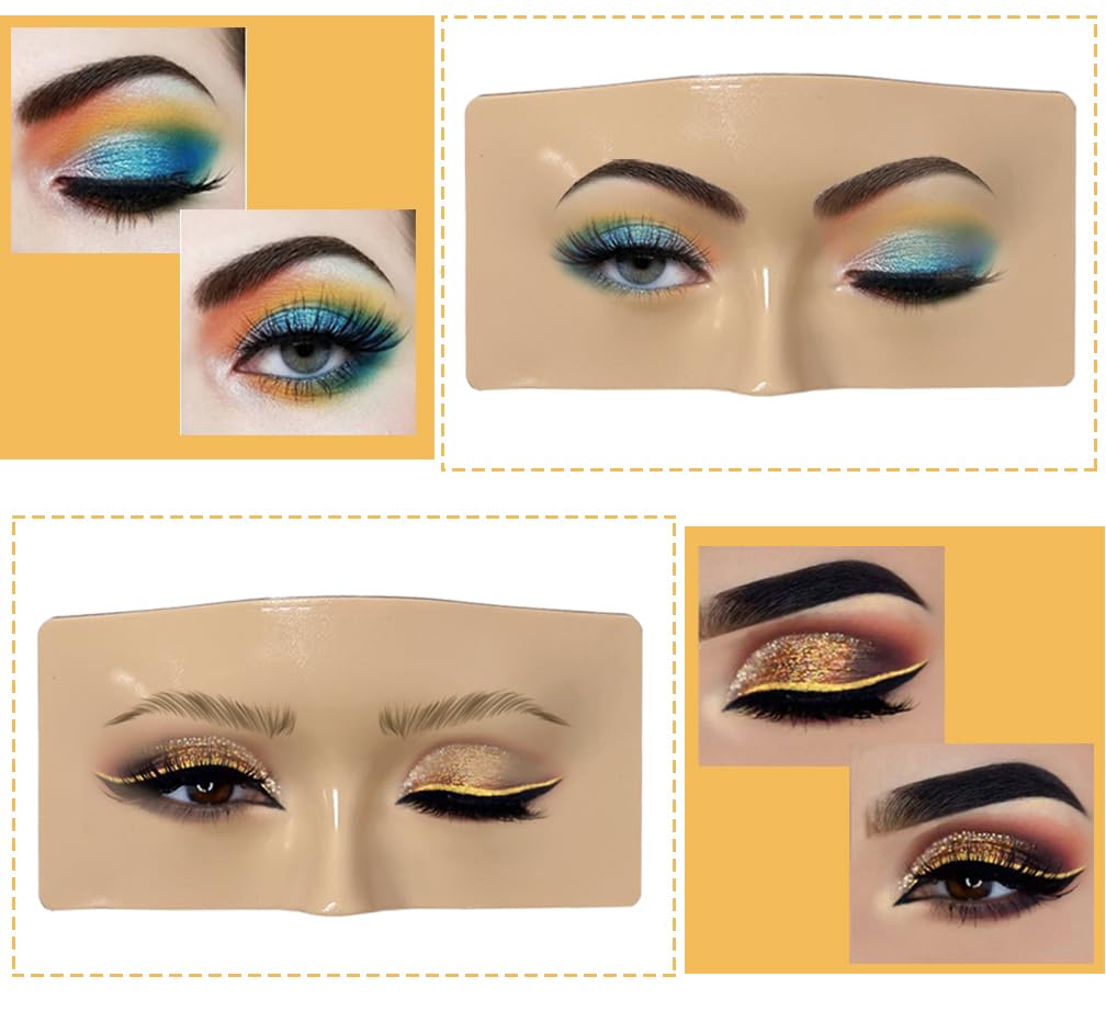 Makeup Practice Face, Makeup Mannequin Face with Makeup Practice Face Board, 3D Reusable Practice Eye Makeup Face Eyeshadow Mannequin for Professional Makeup Artists and Beginner to Practice Makeup