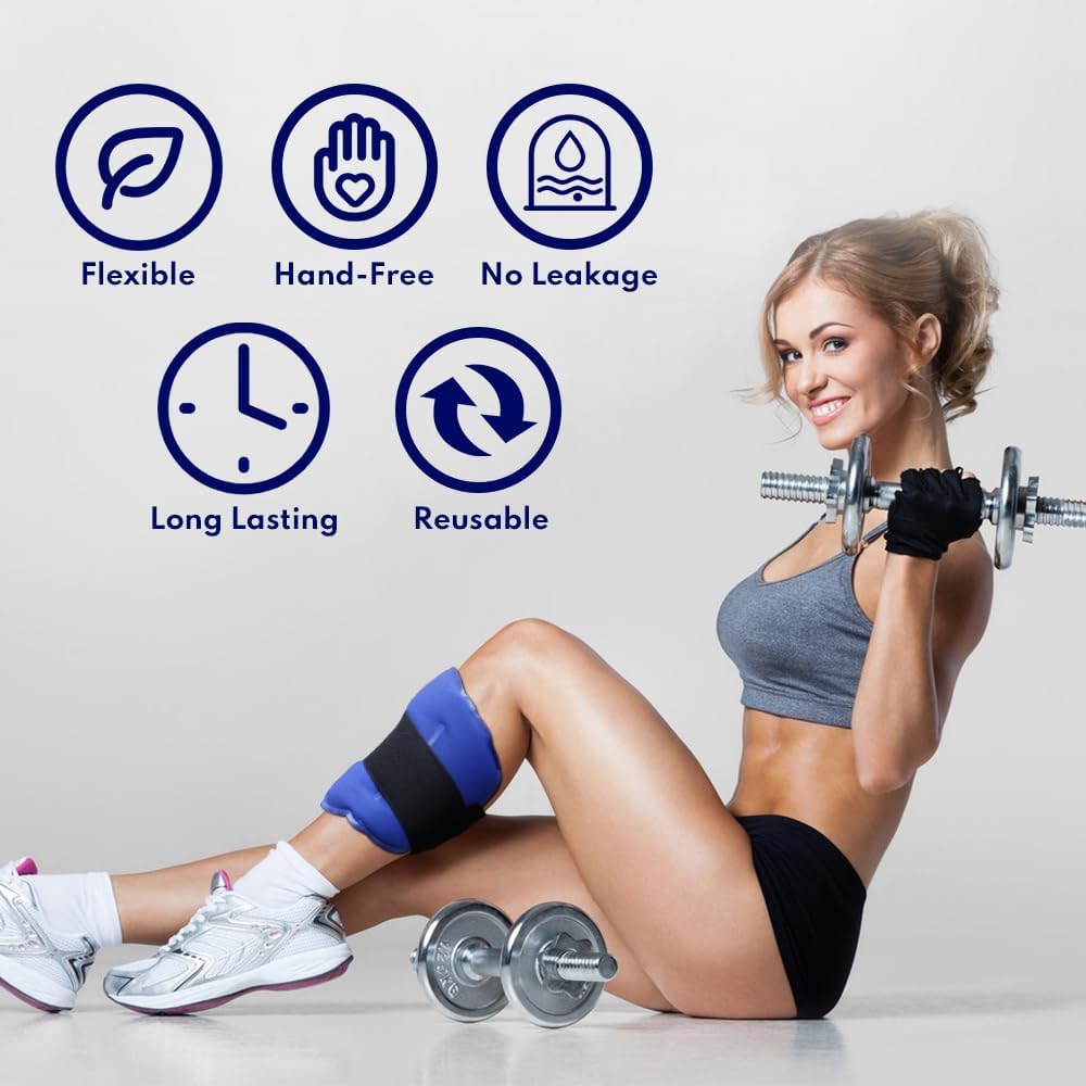 WORLD-BIO Ice Pack for Knee Pain Relief, Reusable Gel Ice Pack for Knee Injury, Replacement Surgery, Bursitis Arthritis, Swelling, Cooling Wrap Cold Compress for Arthritis, Meniscus Tear, Blue