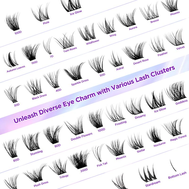 Lash Extension Kit DIY Lash Clusters Kit Eyelash Extensions Individual Lashes Extensions with (Bond,Seal,Tweezers,168Pcs,Breeze,0.07D,9-12mm)