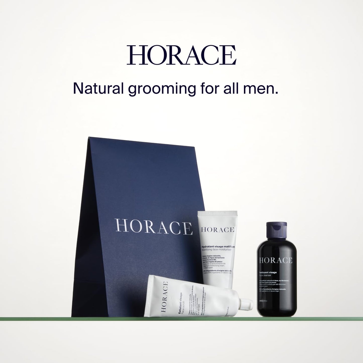 HORACE Purifying Face Mask for Men - Facial Deep Cleanse with Kaolin Clay and Blue Everlasting Flower - Pore Refining Skincare for All Skin Types - Unscented, 2.45 fl.oz
