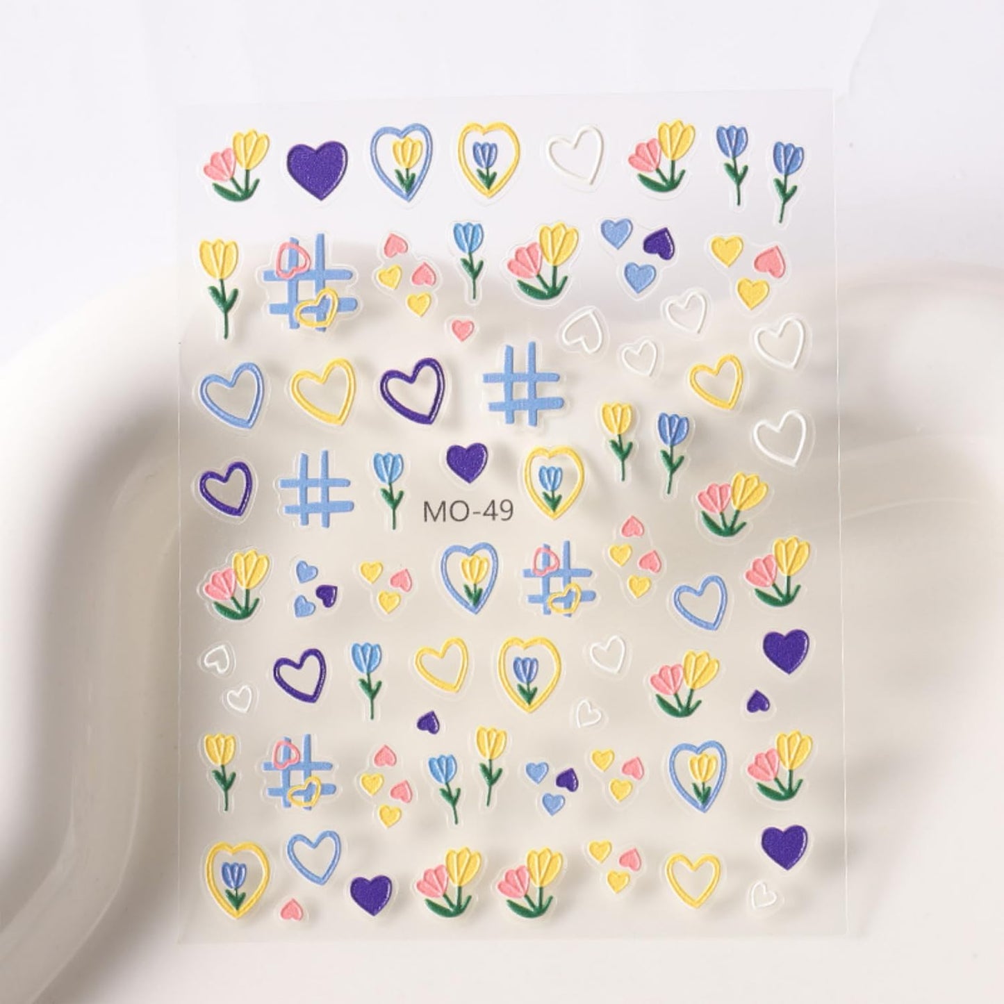 3 Sheets Valentine's Nail Stickers - 5D Embossed Heart Nail Decals for Valentine's Day - Cute Colorful Heart Design for Women & Girls