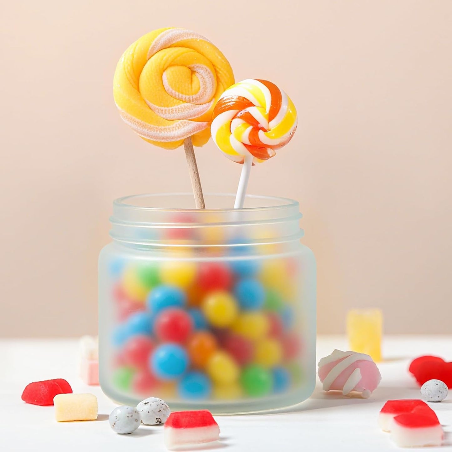 2oz Jars with Lids, Hoa Kinh 24 Pack Frosted Glass Jars with Woodgrain Lids Empty Cosmetic Containers Round Airtight Glass Jar with Inner Liners and Lid for Storing Lotions, Powders, and Ointments