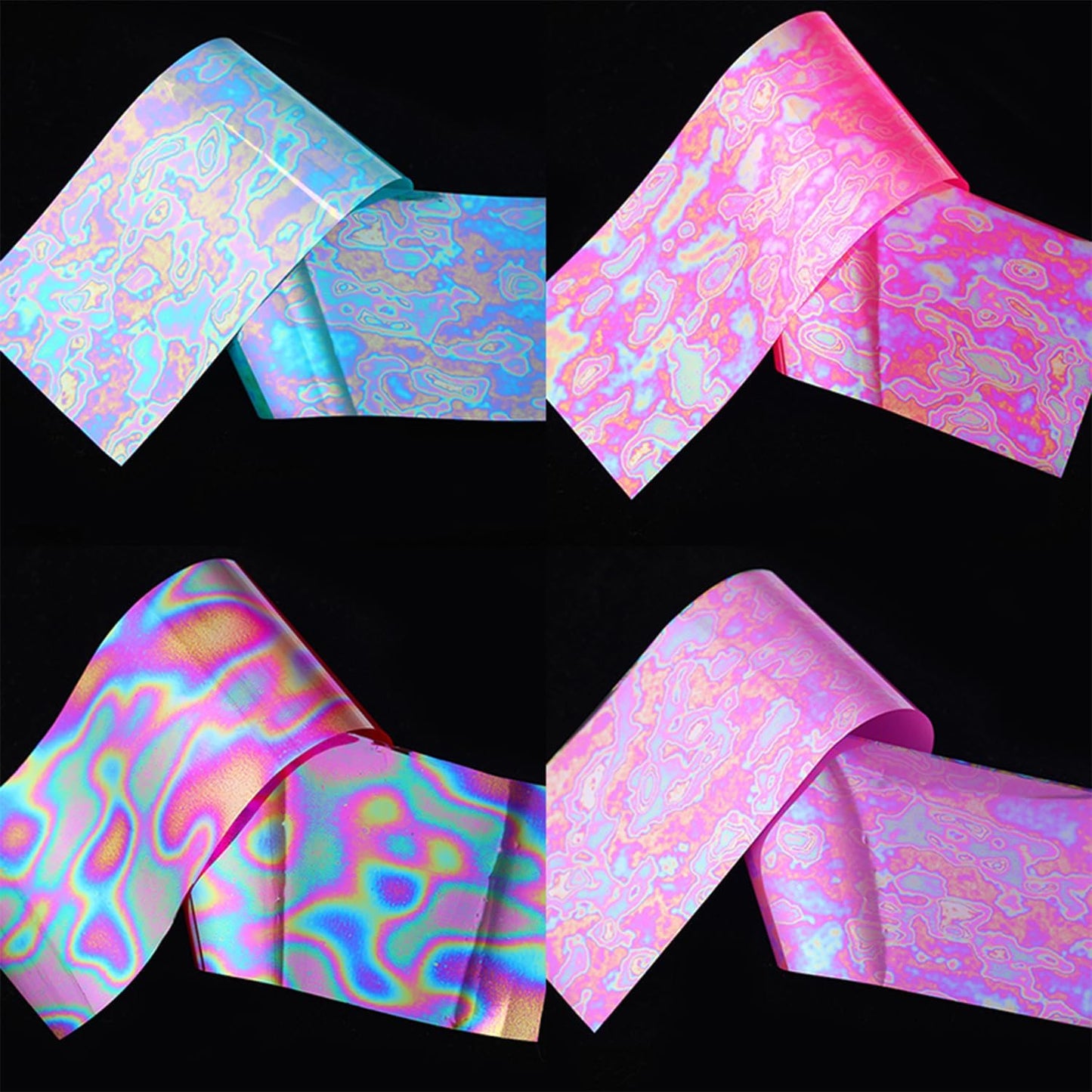 JERCLITY 10 Rolls Aurora Iridescence Nail Foil Transfer Sticker Kit Holographic Decals Laser Nail Foil Transfer Stickers Wraps