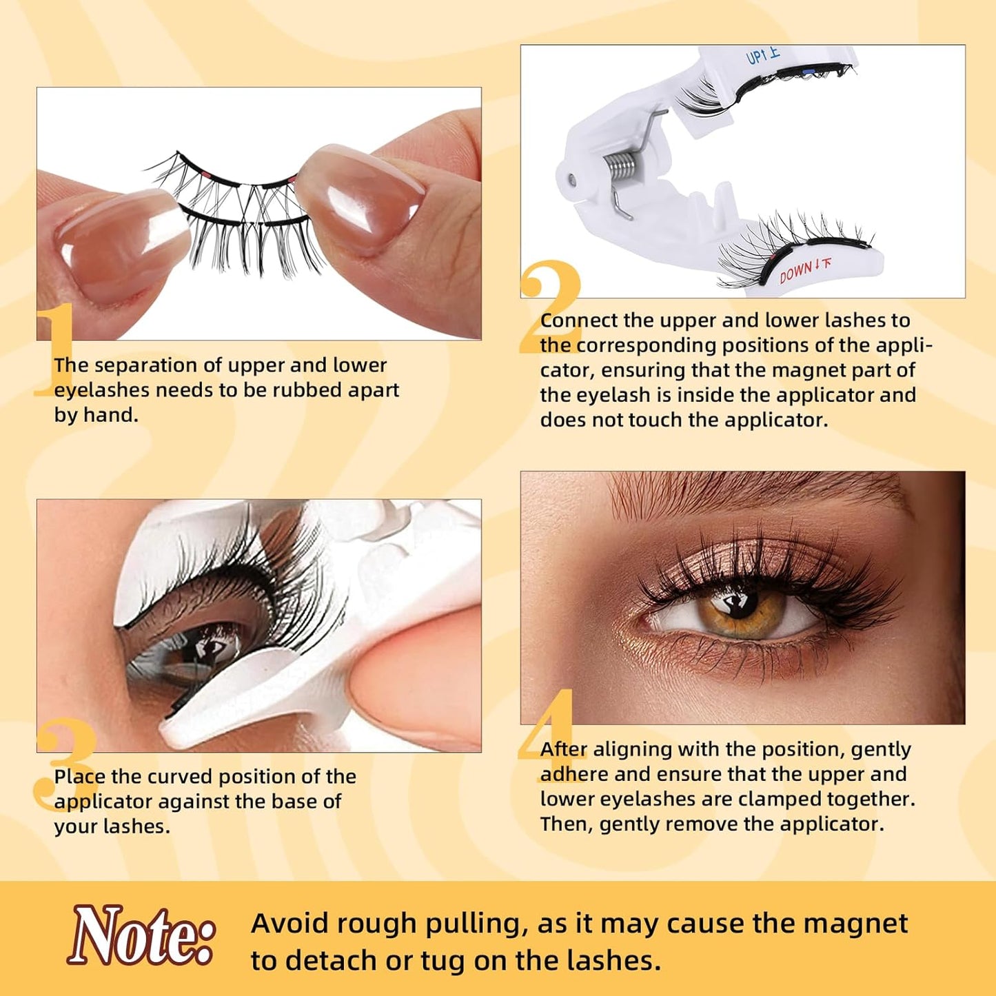 QUEWEL Soft Magnetic Eyelashes, Reusable No Glue Needed Magnetic Eyelashes Kit with Applicator Comfortable Lash Clusters Kit without Eyeliner Easy to Wear and Remove (G-RC01)
