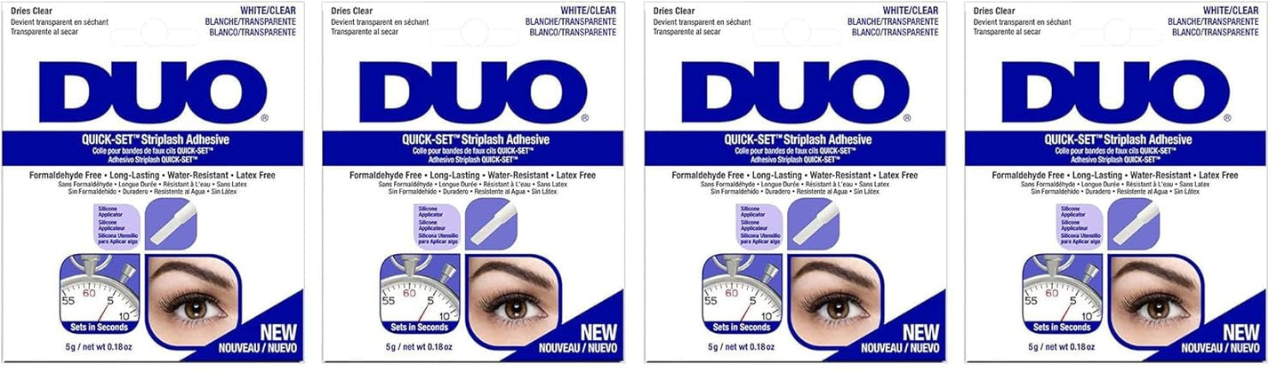 DUO Quick-Set Clear False Strip Lash Adhesive, Dries Invisible 0.18 oz x 4 Packs