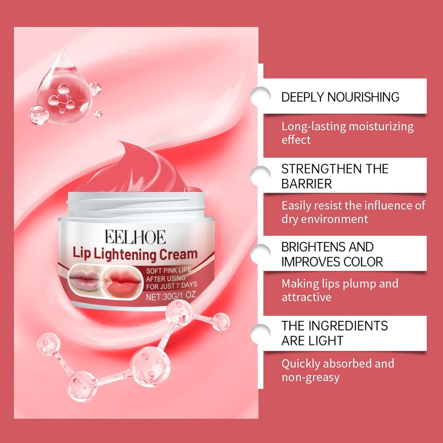 Lemon Lip Lightening Cream, Lip Balms & Moisturizers Lip Lightening for Dark Lips, Natural Lip Exfoliator with Shea Butter and Vitamin E, Lip Lightener for Dry, Chapped, Reduce Fine Lines Lip