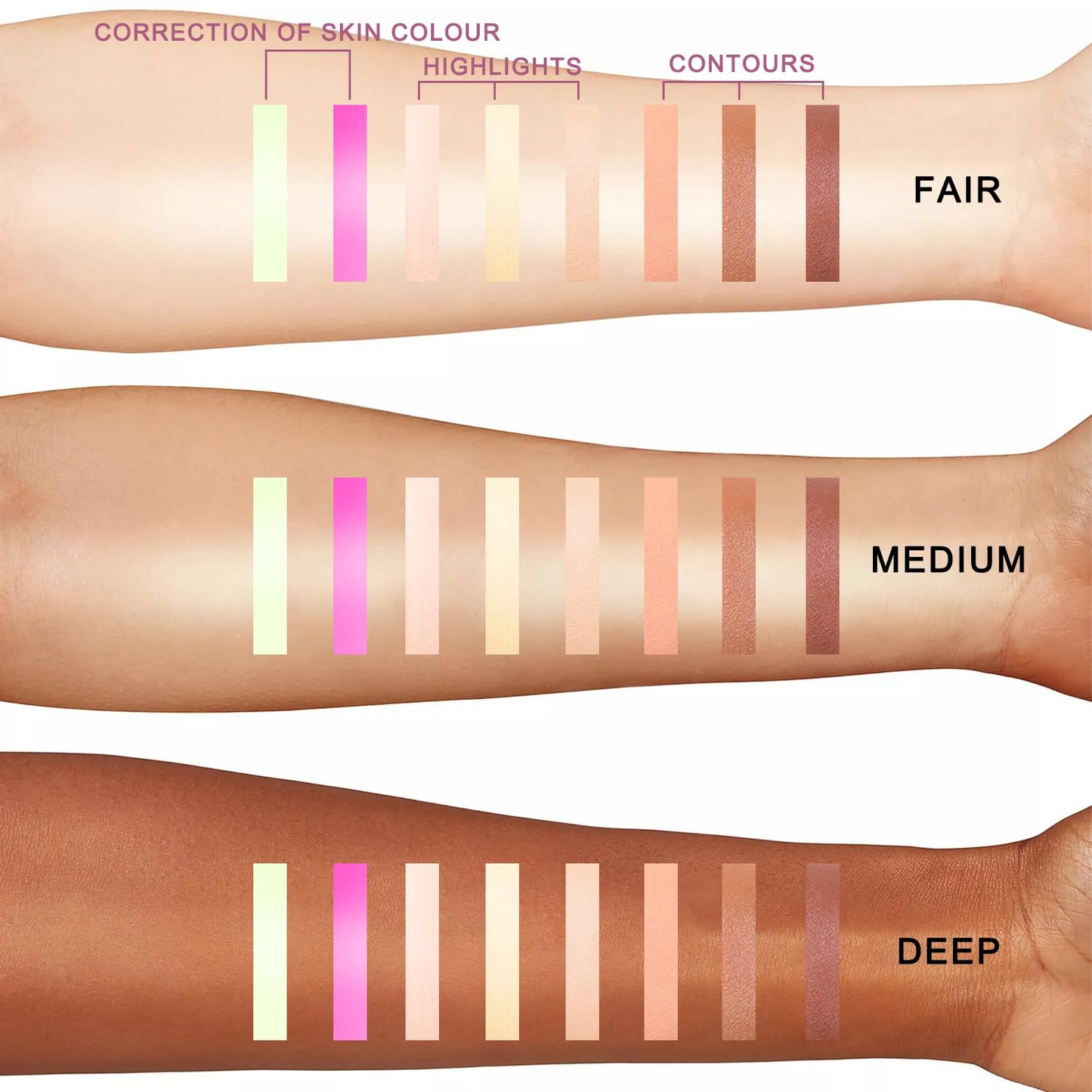 Youngfocus Cosmetics Cream Contour Best 8 Colors Contouring Foundation - Highlighting Makeup Kit/Concealer Palette - Vegan, Cruelty Free and Hypoallergenic - Instruction Manual(Deep Pink)