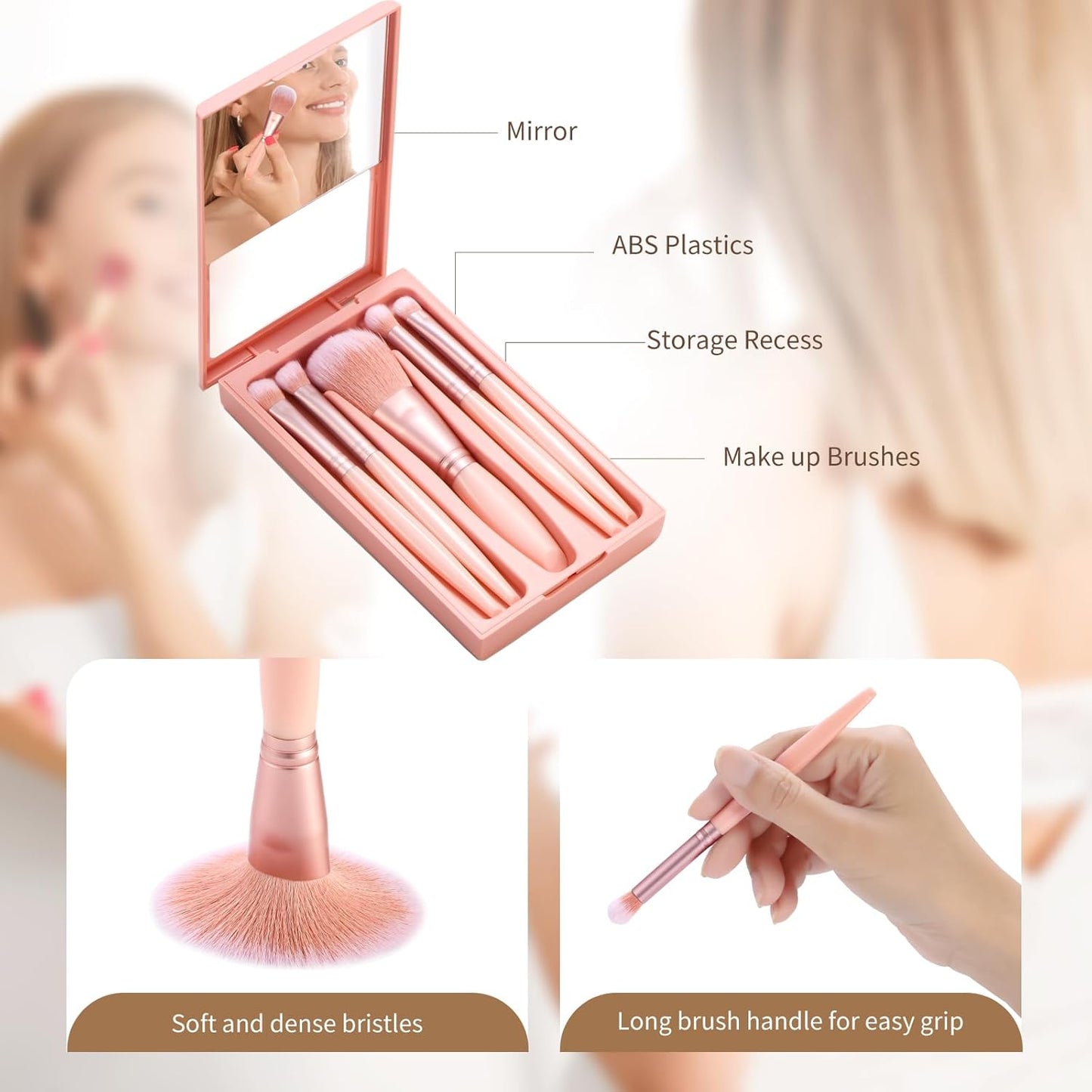 Mini Makeup Brushes Travel Set - Eyeshadow & Eye Shadow Brushes, Travel Makeup Brush Case