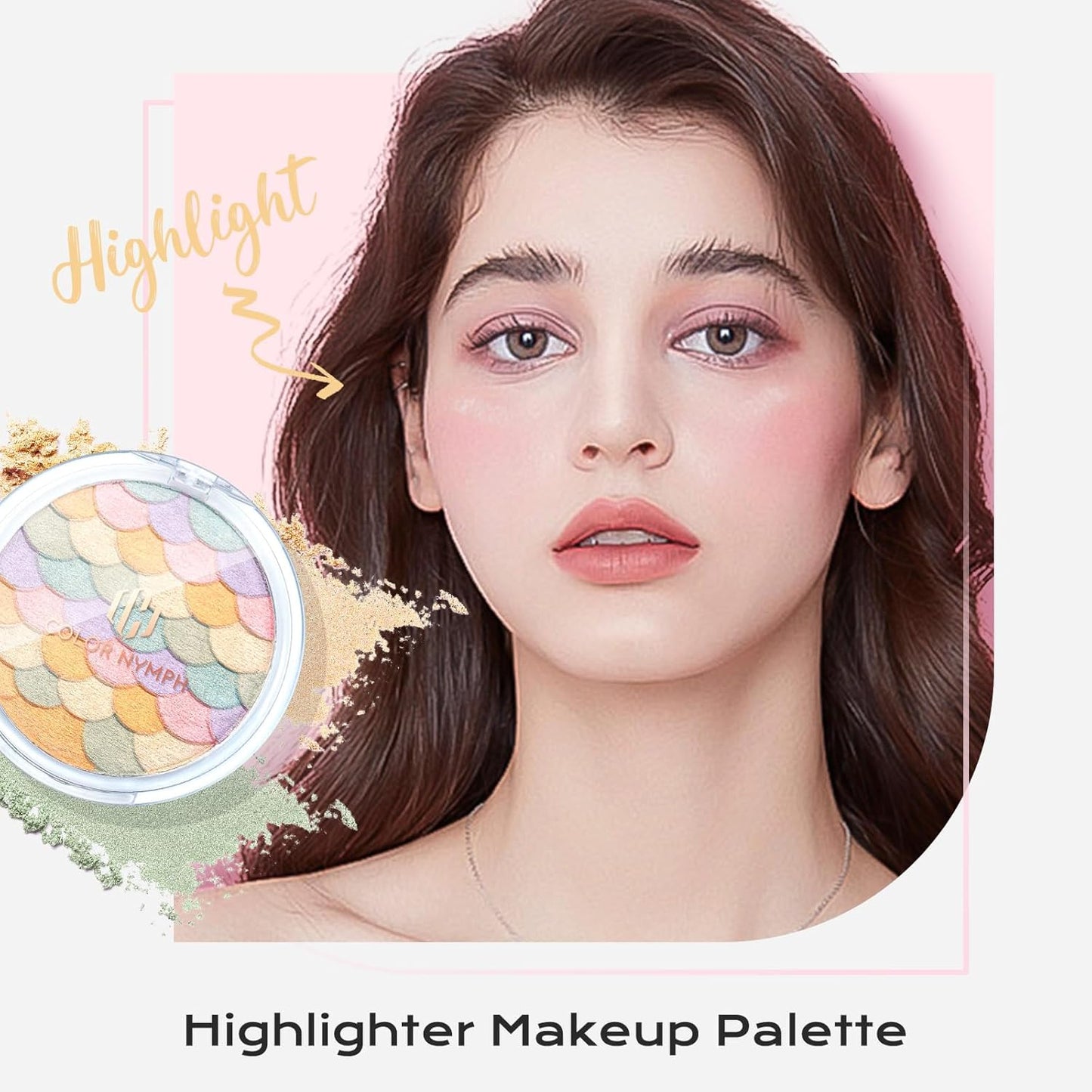 Color Nymph Powder Blush & Highlighter Makeup Set | Multi-Purpose Highlighter Palette | Highly Pigmented Soft Shimmer Face Blush Powder Palette | Vegan & Cruelty-Free, Mermaid Make up Design