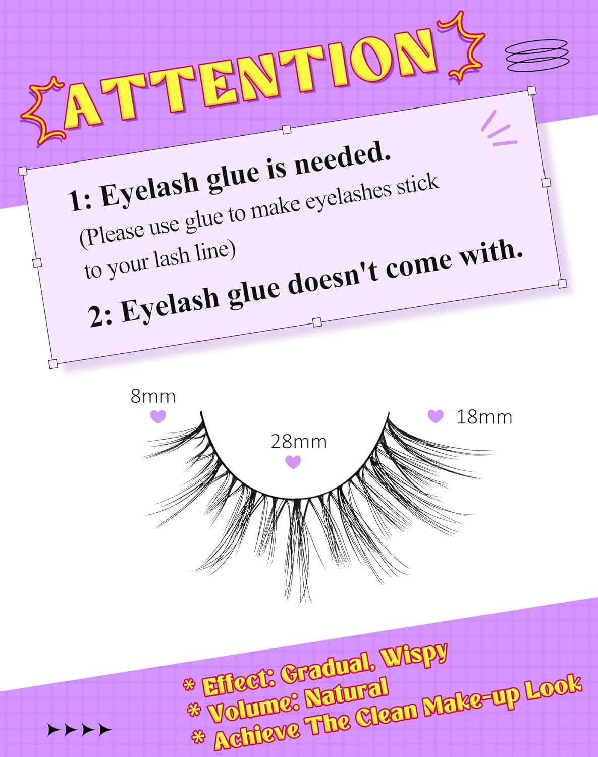 Onlyall Wispy Lashes - Natural Flared False Eyelashes, Soft Fluffy, 7 Pairs DK56