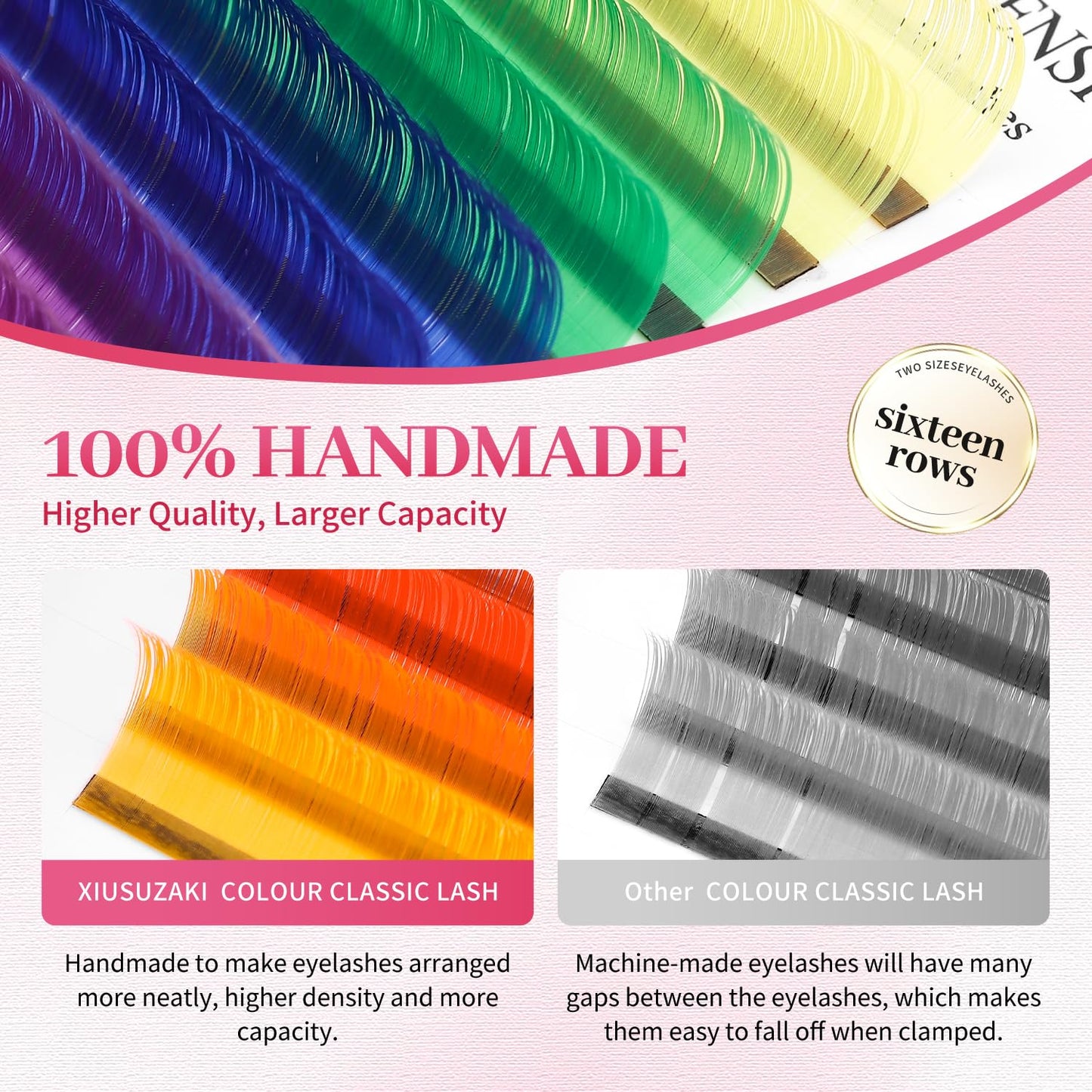 Eyelash Extensions Colored Lashes Extension 0.07 D Curl Lashes 14mm Classic Lash Extensions Soft Individual Lashes 16 Rows Natural False Eyelashes Volume Lashes Professional Use(Colored,0.07-D,14mm)