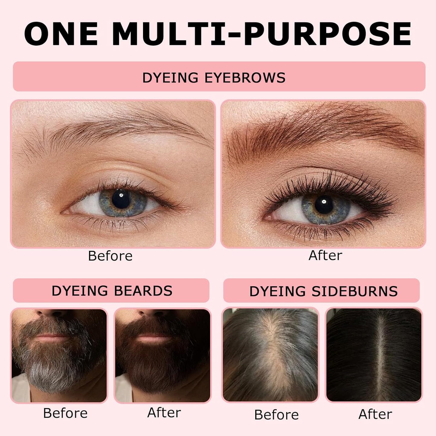 Eyebrow Color Kit with Brow Color & Eyebrow Pencil, 2-in-1 Natural Effects Eyebrow Makeup Set, Easy & Safe to Use 10ml - Black Brown