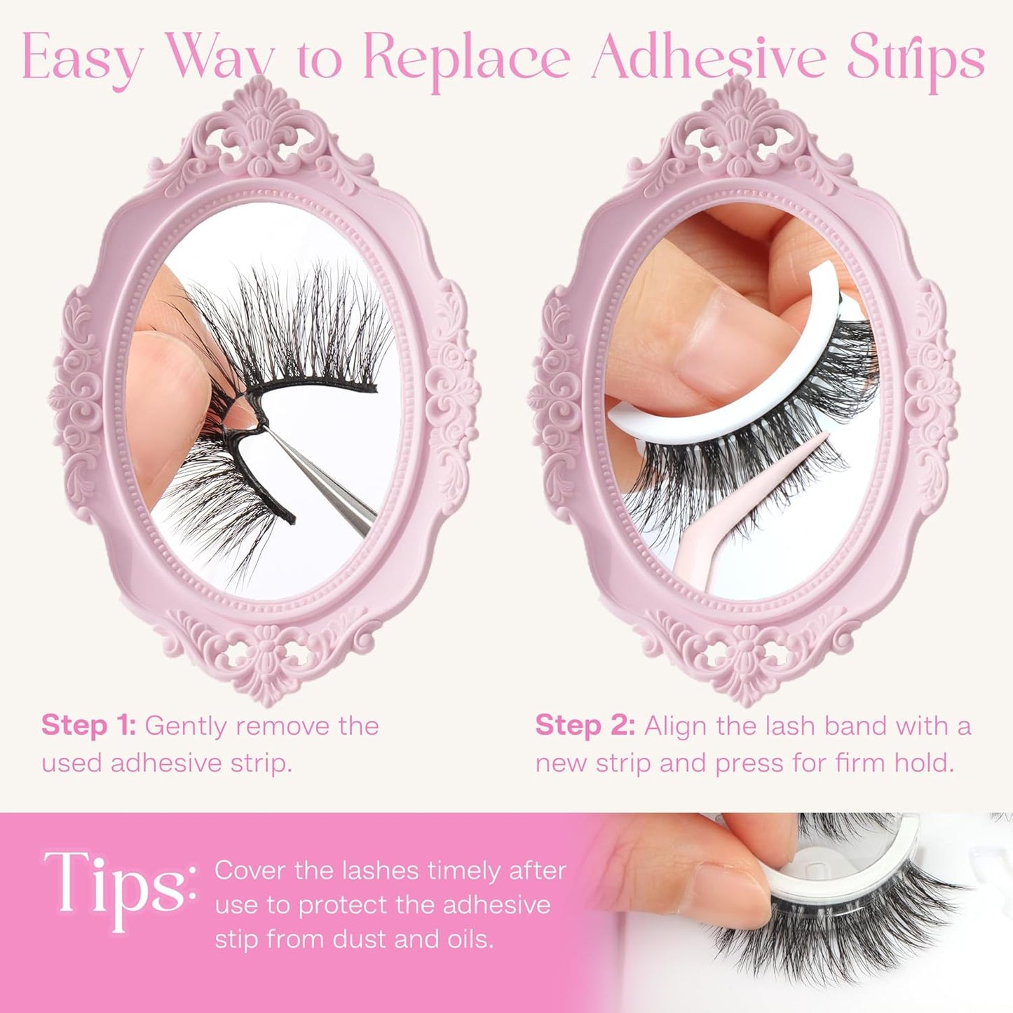 CALAILIS Self Adhesive Eyelashes 5 Pairs Natural Look Press On Lashes No Glue Need Eyelashes Reusable Cat Eye Wispy Self-adhesive False Lashes with Replacement Adhesive Strips (C105)