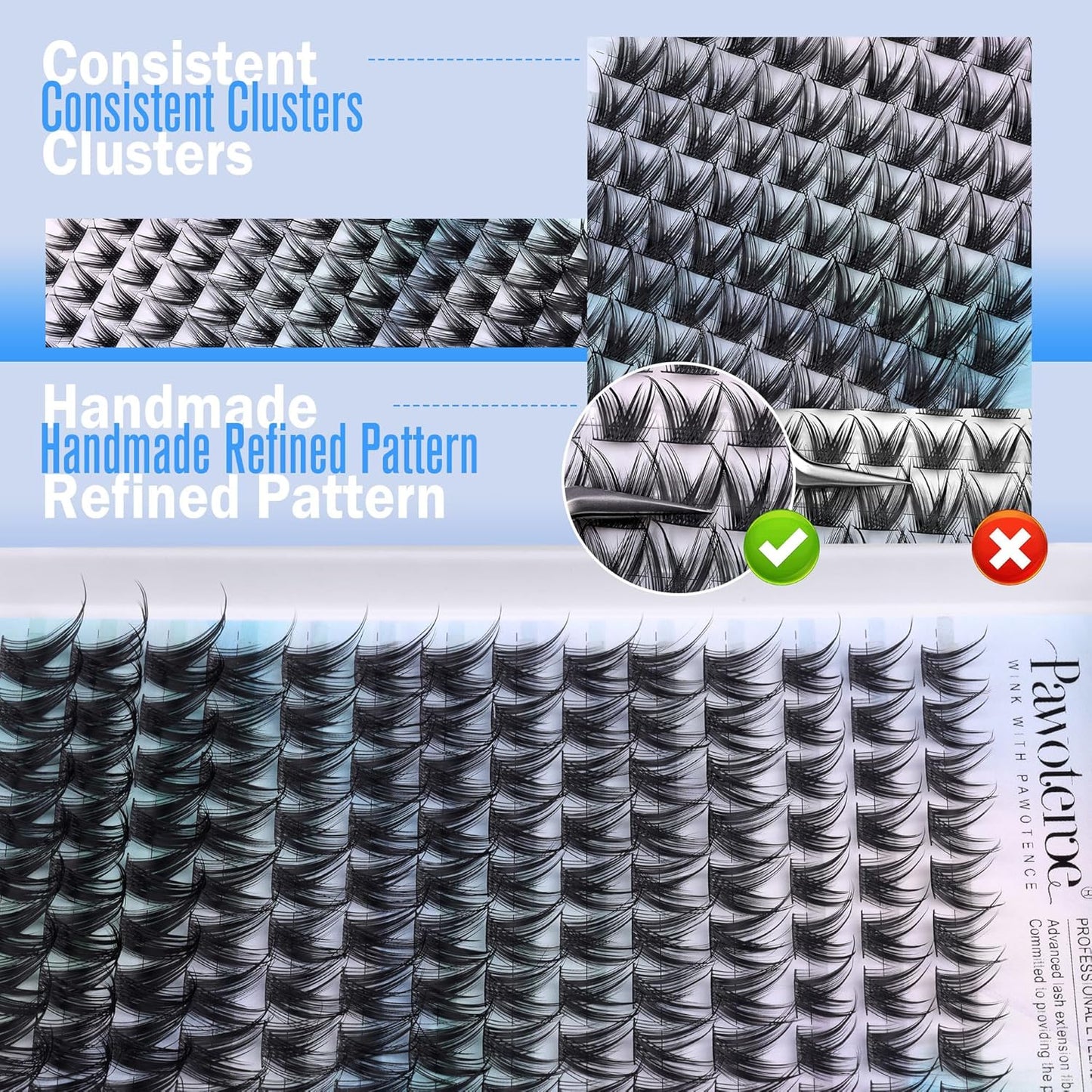 Pawotence Lash Clusters Wispy Eyelash Clusters 10-16mm Manga Individual Lashes Cluster Eyelash Extensions 168pcs Lash Extension DIY False Eyelashes Cluster Lashes with Soft Thin Band