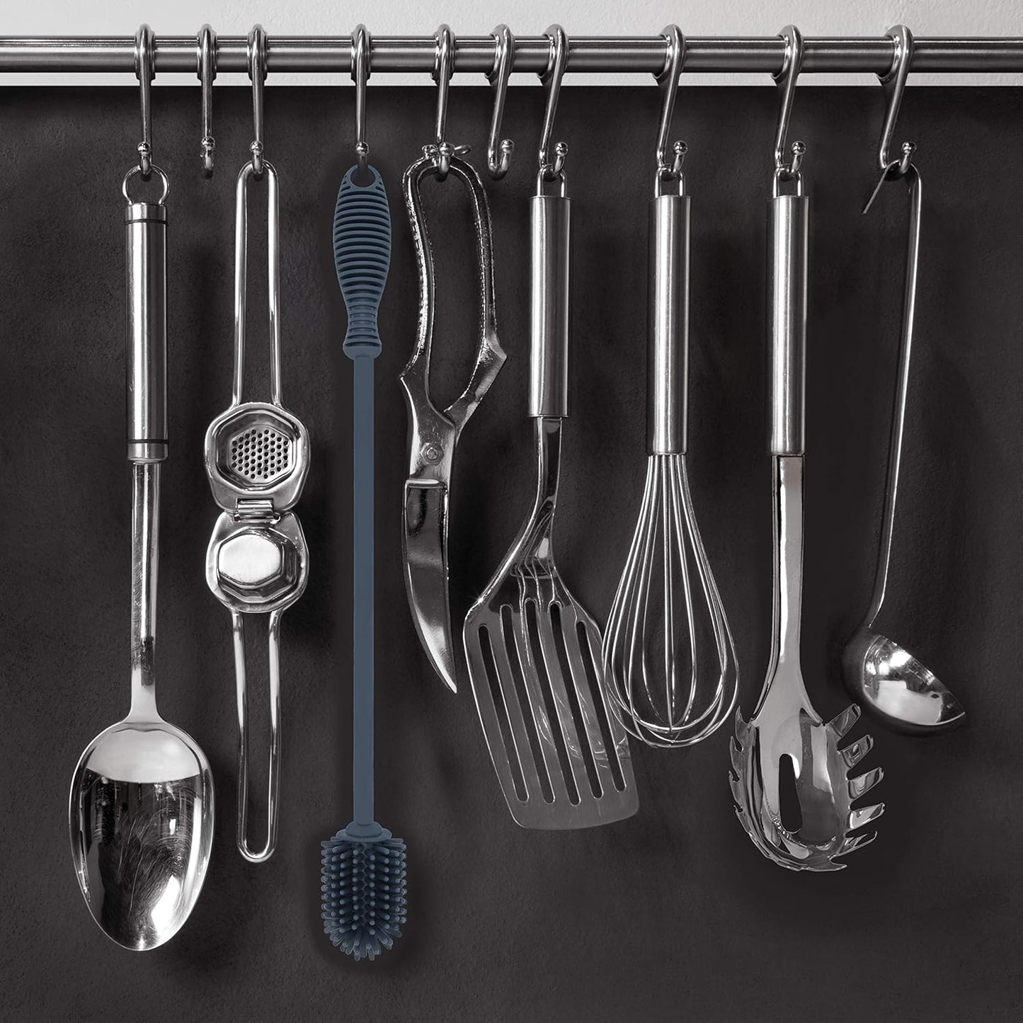 12.5" Silicone Bottle Brush & Straw Cleaner Brush Set | Water Bottle Cleaner for Hydro Flasks, Tumblers, Glassware, Vases and Narrow Neck Containers