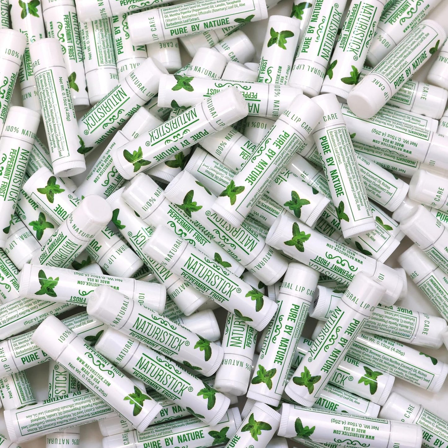 150-Pack Lip Balm in Bulk by Naturistick. Peppermint Scent. 100% Natural Ingredients. Best Beeswax Chapstick for Dry, Chapped Lips. Made in USA