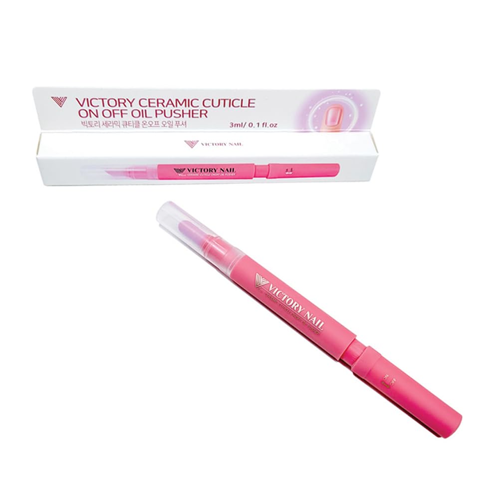1PCS Ceramic Cuticle On/Off Oil Pusher Cuticle Pusher (Pink)