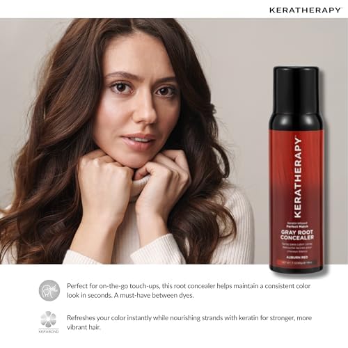Keratherapy Keratin Infused Perfect Match Gray Root Concealer Spray, Auburn Red, 3 oz, 118 ml - Root Cover Up Spray to Hide Gray Roots - Keratin Therapy Hair Darkening & Temporary Scalp Concealer
