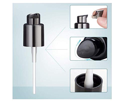 10PCS 410/20mm Plastic Replacement Pump Top Head Cosmetic Liquid Foundation Makeup Pump Replacement with Rotate Lock and Cover for Foundation Lotion Essence (Black)