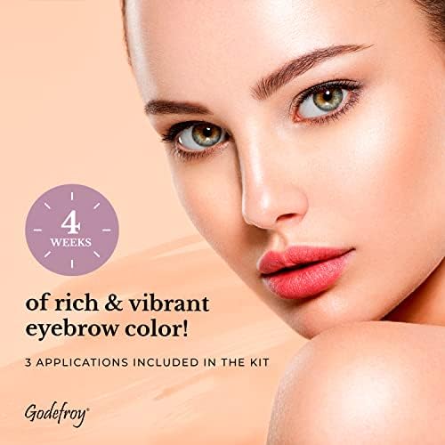 Godefroy Fast Acting Temporary Instant Brow Color, 3 Applications Per Package, Salon Quality Results, Dark Brown