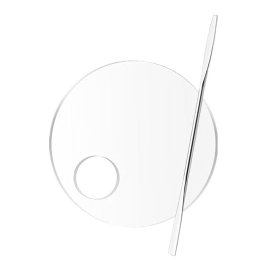 2 Pcs Acrylic Makeup Palette Makeup Mixing Tray with Makeup Spatula for Beauty Salon Color Cream Liquid Foundation Mixing Palette (Round)