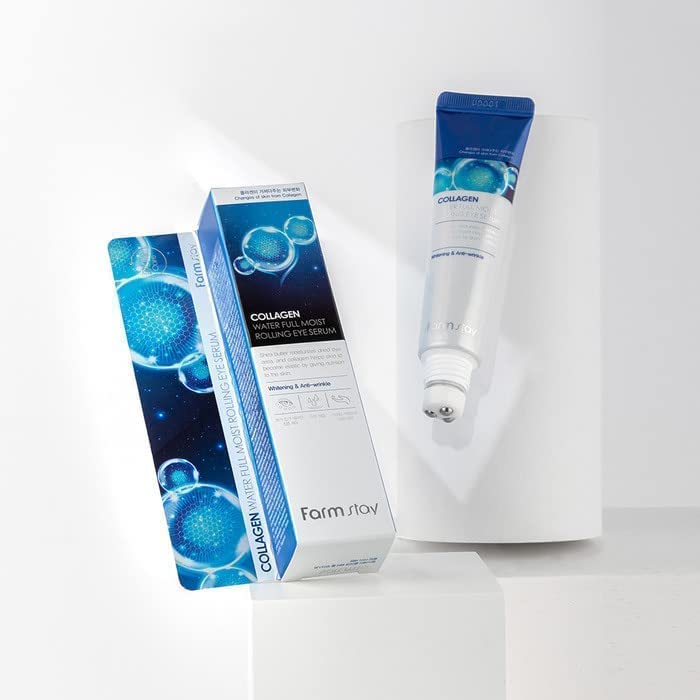 Farmstay Collagen Water Full Moist Rolling Eye Serum 0.84 fl oz | Moisturizing, Hydrating, Rolling Eye Serum, Eye cream, Skin care
