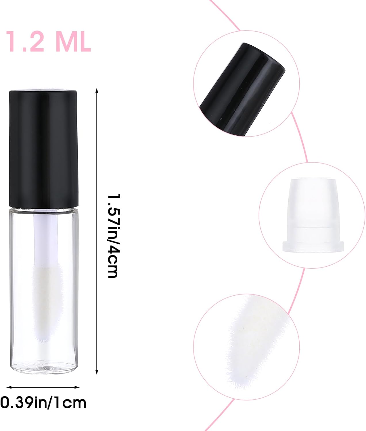 100 Pcs Mini Lip Gloss Tubes, Refillable Lip Balm Bottle Transparent Empty Containers Travel Personal Cosmetic Inserts Cosmetic Tools Mini Lipstick Containers for Women DIY Makeup