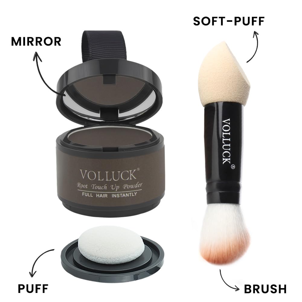 Root Touch Up Hair Powder, Instantly Gray Hair Root Cover Up Hairline Powder, Hair Concealer For Women and Men (A-Medium Brown, 2PC)