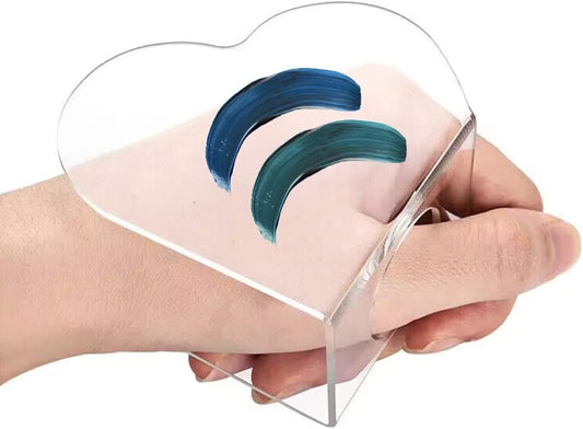 3Pcs Clear Handheld Acrylic Palette Heart Shaped Acrylic Nail Color Palette Handheld Makeup Mixing Palette Foundation Mixing Tray Cosmetic Palette for Lipstick Eyeshadow Foundation Color Blending