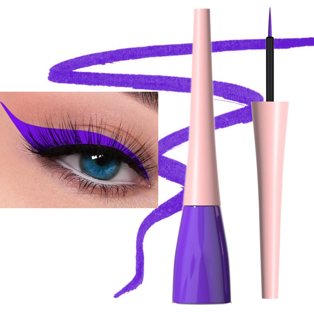 evpct 1Pcs Blue Violet Liquid Eyeliner Waterproof Blue Voilet Eye Liners for Women, Eyes Wing Stamps Shapes Colored Eyeliner delineador de ojos a prueba de agua contra el agua blanco para ojos