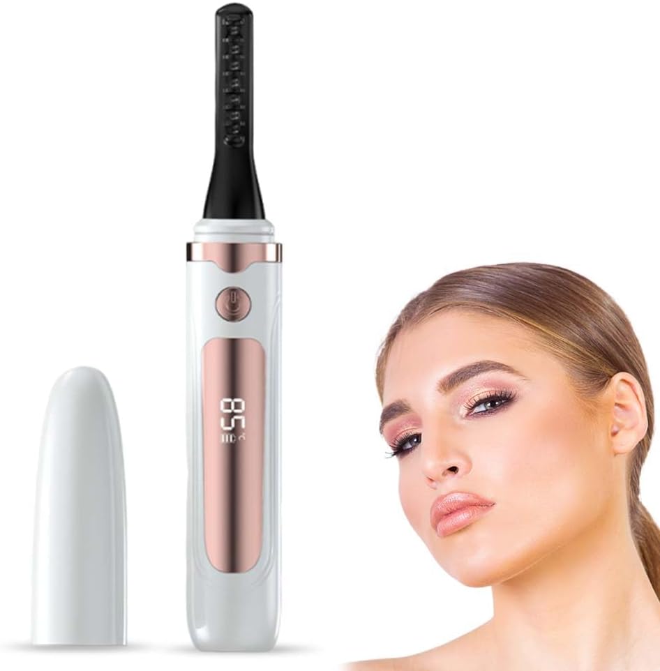 Heated Eyelash Curler, 2025 New Electric Eyelash Curler, Portable USB Type-C Makeup Tools for Travel,Women (White*1)