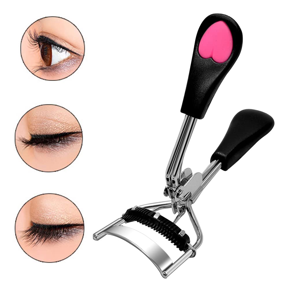 Pinkiou Eyelash Curlers with Comb and Eyelash Separator Set Professional Lash Curler with Built-in Comb Ergonomic Heart-Shaped Handle and Eyelash Comb Tool for Daily Makeup