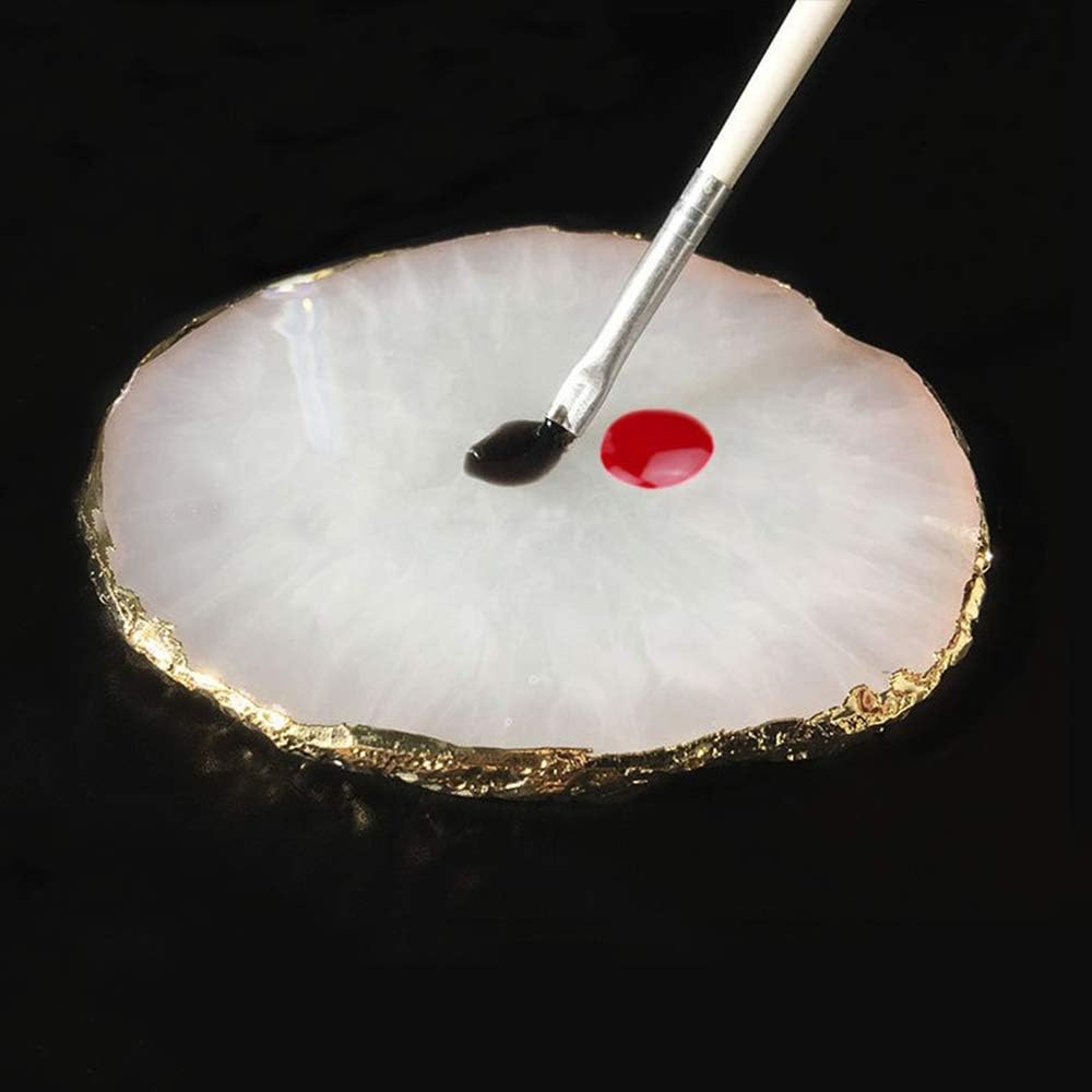 Kalolary Resin Stone Nail Art Palette, Nail Art Cosmetic Mixing Palette Color Mixing Pigment Plate Polish Holder Drawing Color Palette Nail Art Painting Gel Palette Manicure Tool (White)