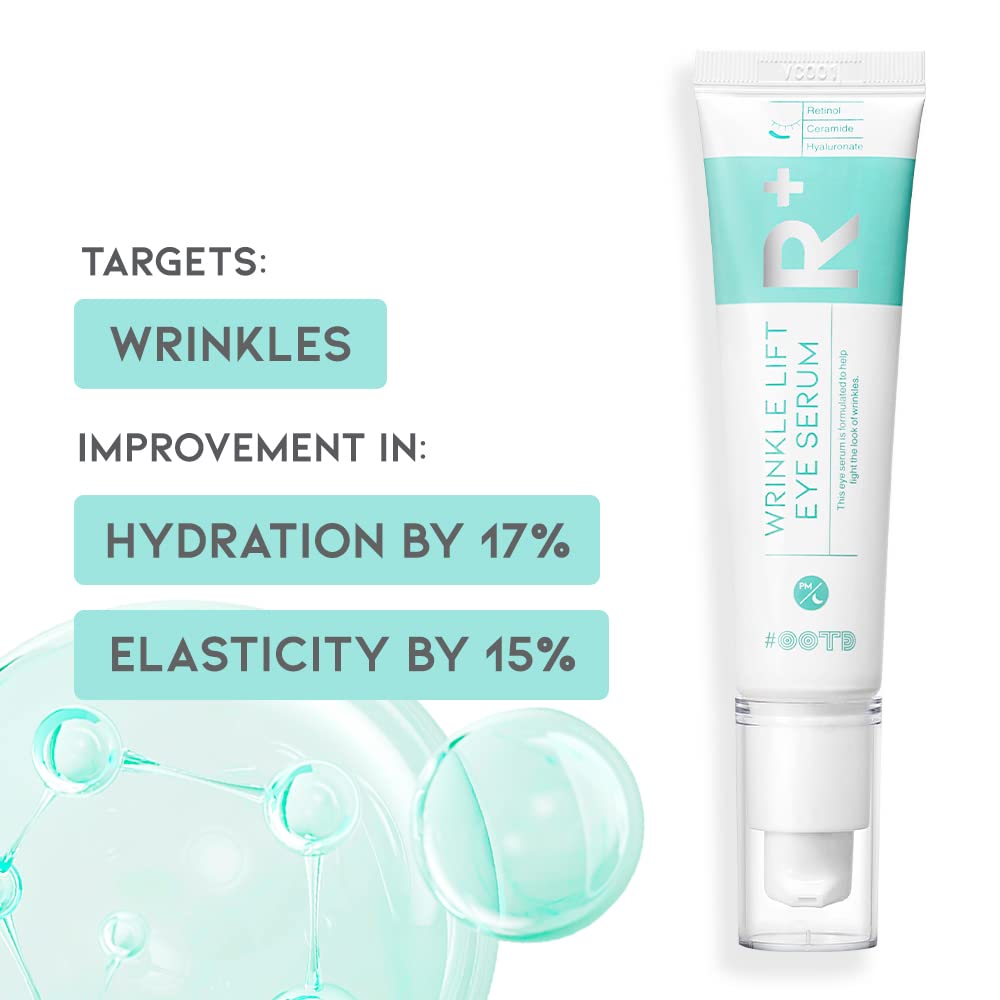 Retinol Eye Cream Serum For Wrinkle Lift, Anti Aging, Under Eye Bag, Puffy Eyes and Dark Circles Treatment, Ceramide, Hyaluronate, Korean Vegan Eye Facial Serum 30g