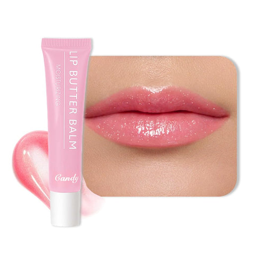 Summer Hydrating Lip Butter Balms Lip Gloss,Natural Vegan Lip Balm Tinted for Instant Moisture,Shine,Hydration Pink-Tinted,Soothes & Softens Dry Lips,Bálsamo labial hidratante 02#Candy (0.5 Fl Oz)