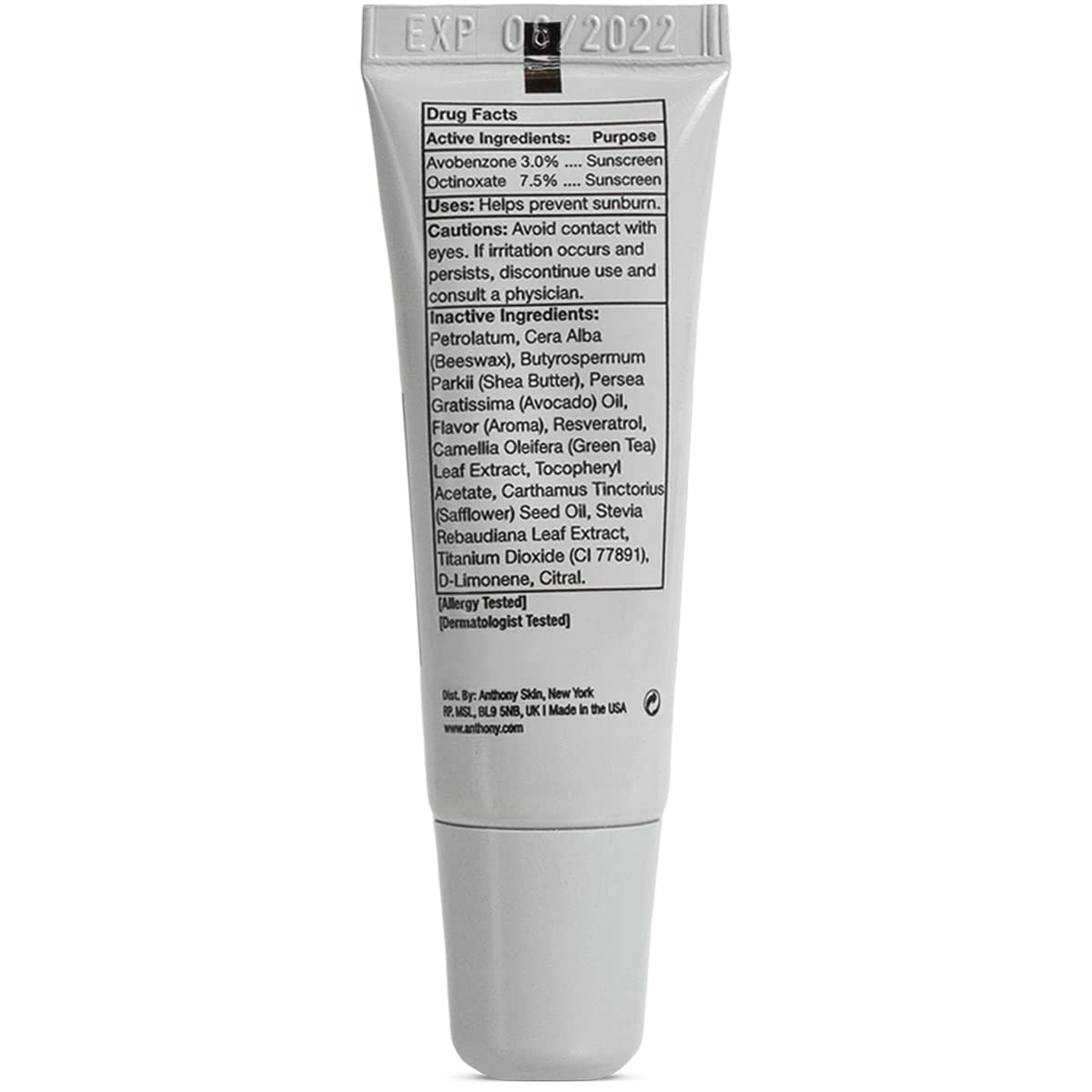 Anthony 25 SPF Lip Balm with Sunscreen for Lips – Contains Green Tea Extract, Shea Butter & Vitamin E – Moisturizing Repair Care Treatment for Chapped & Dry Lips 2-Pack