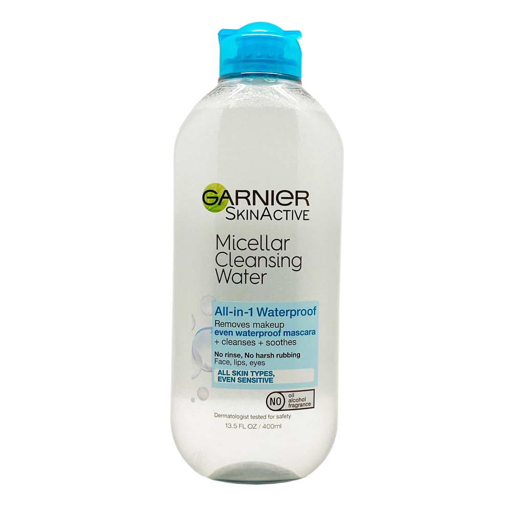 Garnier Skin Active Cleansing Water All in 1 Makeup Remover and Facial Cleanser 13.5 Pack, Micellar Waterproof, 40.5 Fl Oz, Pack of 3