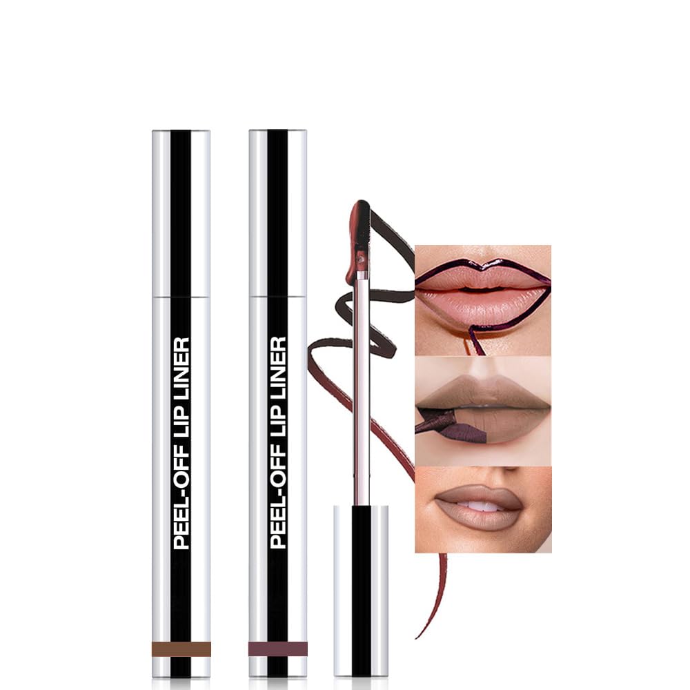 2Pcs Matte Liquid Lip Stain Peel Off Lip liner Tattoo, Matte Peel Off Lip Stain, Long Lasting Waterproof Lipstick Lip Gloss Stain, Transfer-proof for All Skin Types (0.24 fl oz-04#+05#)