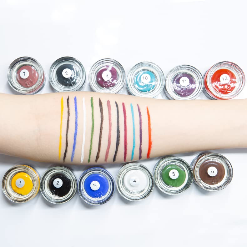 Erinde Green Gel Eyeliner, Waterproof Cream Eyeliner Gel Pot, High-Intensity Pigments Long Lasting Smudge-Proof Eye Liner Halloween Makeup, Waterline Matte Eye Liner with 2PCS Brushes, 05 Green