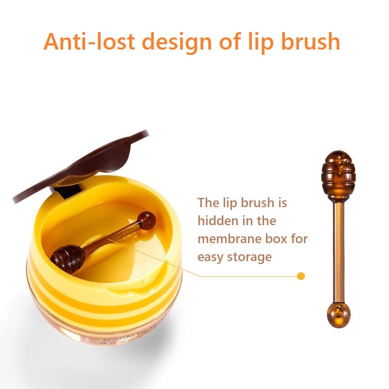 4 Pcs Lip Balm Honey Pot, Honey Moisturizing Lip Mask Reduces Lip Lines,Prevention Dry and Cracked Lip Scrubs Exfoliator.