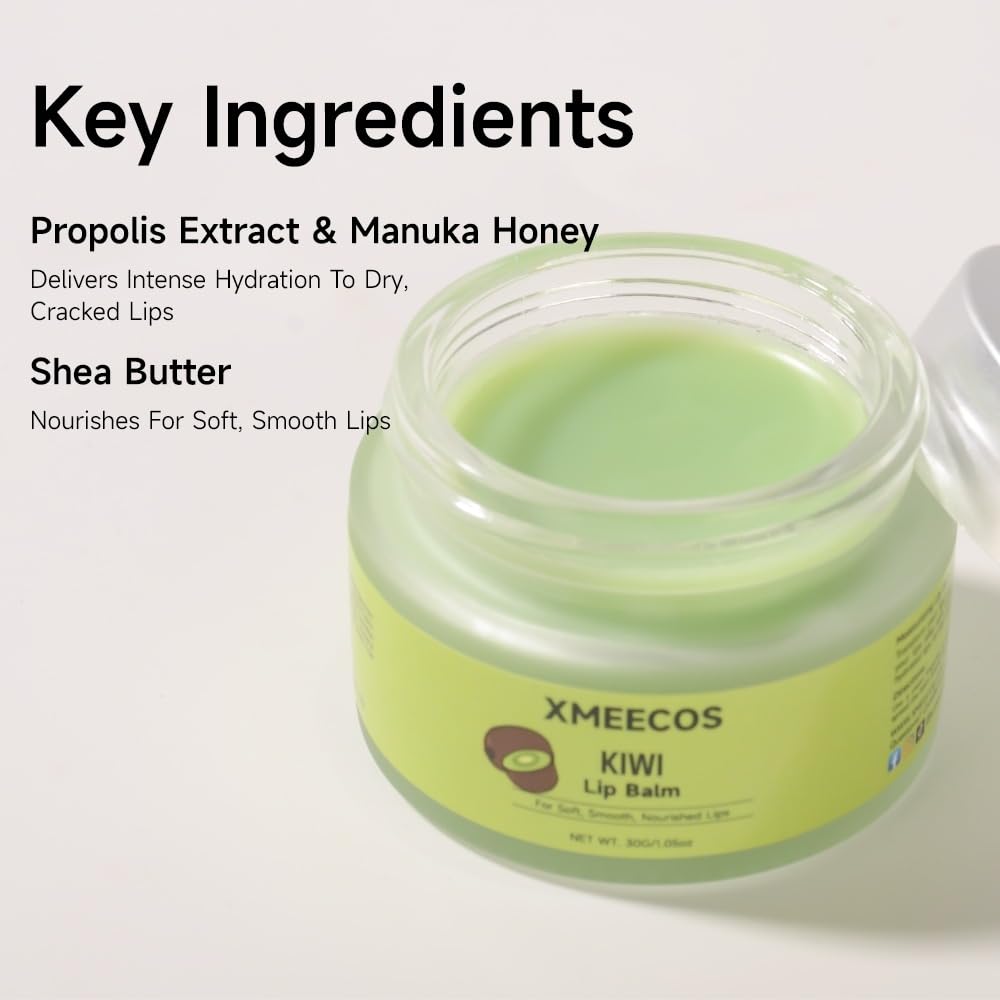 Beeswax lip balm with rose and jasmine, kiwi, strawberry, peach, cherry extract bee friendly 100% Natural for men and women, cruelty free moisturizing (30 Grams, Kiwi)