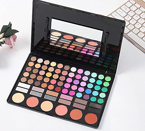 Eye Shadow 78 Color Palette Colors Eye Makeup Kit Highly Pigmented Professional Cosmetic with Blush, Face Powder and Lip Gloss Style 4