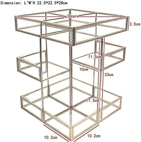 Vintage Glow Antique 360 Degree Rotating Makeup Organizer,4-Tier Spinning Perfume Tray,Countertop Cosmetic Storage,Glass Beauty Display,Retro Large Capacity Vanity Organizer for Brushes Skincare