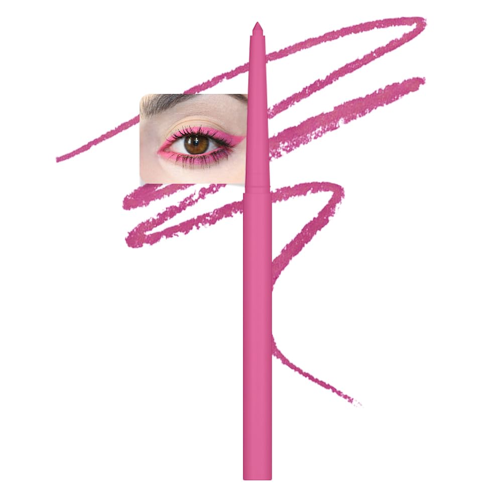 evpct Pink Eyeliner Pencils for Eyes, Pink Nude Under Colored Eye Liner Pencil Makeup Waterproof Smudge Proof, Colored Gel Waterline Eyeliner Liquid, Face Eye Paint Stick Lipstick Halloween Makeup 02