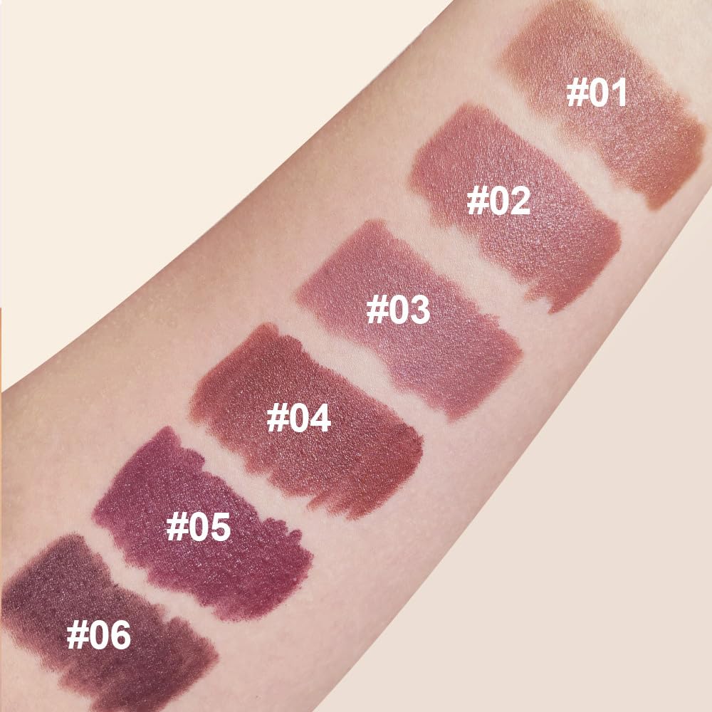 Matte Lipstick Crayon for Women, Light Brown 24 Hour Lipstick Lip Liner Pencil, Neutral Lip Stick Lipliner Long Lasting Waterproof Smudge Proof, Vegan & Cruelty-Free, 01
