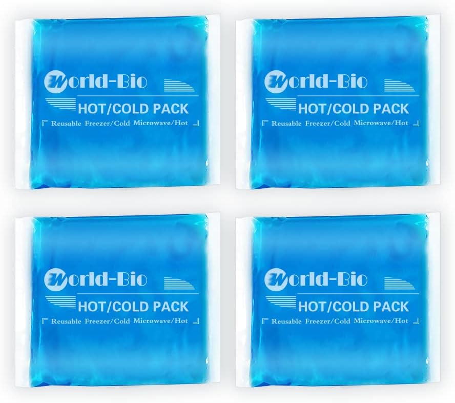 Reusable Gel Ice Packs (4 Pack) - Hot Cold Pack for Injuries, Pain Relief, Migraines - Gel Ice Pack Cold Compress for Back, Neck, Foot and Wrist - Flexible Cold Packs for Injuries - 5.1" x 6.5"