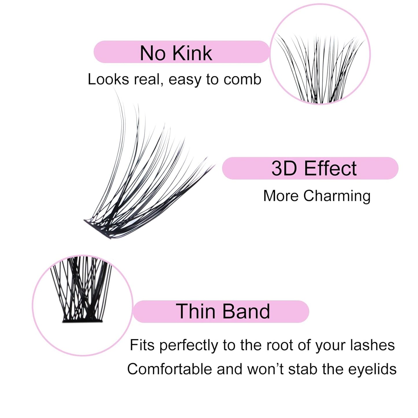 Eyelash Clusters LAUBESS Lash Clusters Individual Lashes Cluster Eyelash Extensions DIY at Home Waterproof Cluster Lashes (40D-0.07D-14-18)